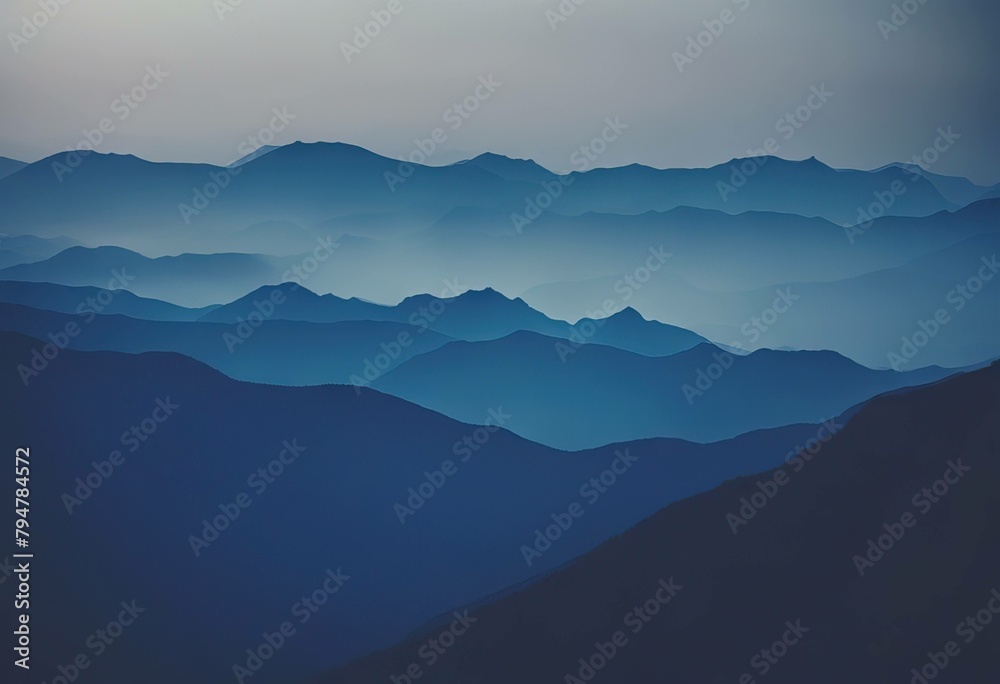 'silhouettes abstract mountains blue'