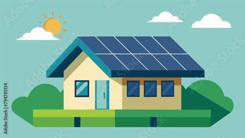 A solar panel array on the roof of a tiny house providing all the necessary energy.