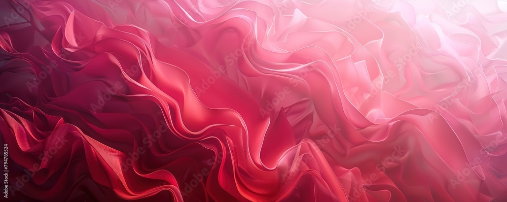 Wavy abstract red background with a smooth silky texture and light effects.
