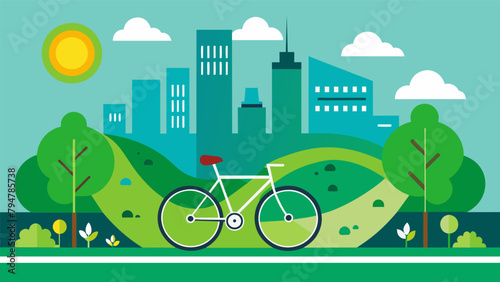 A green city initiative with bike lanes and paths integrated into a larger plan to reduce carbon emissions and improve air quality.