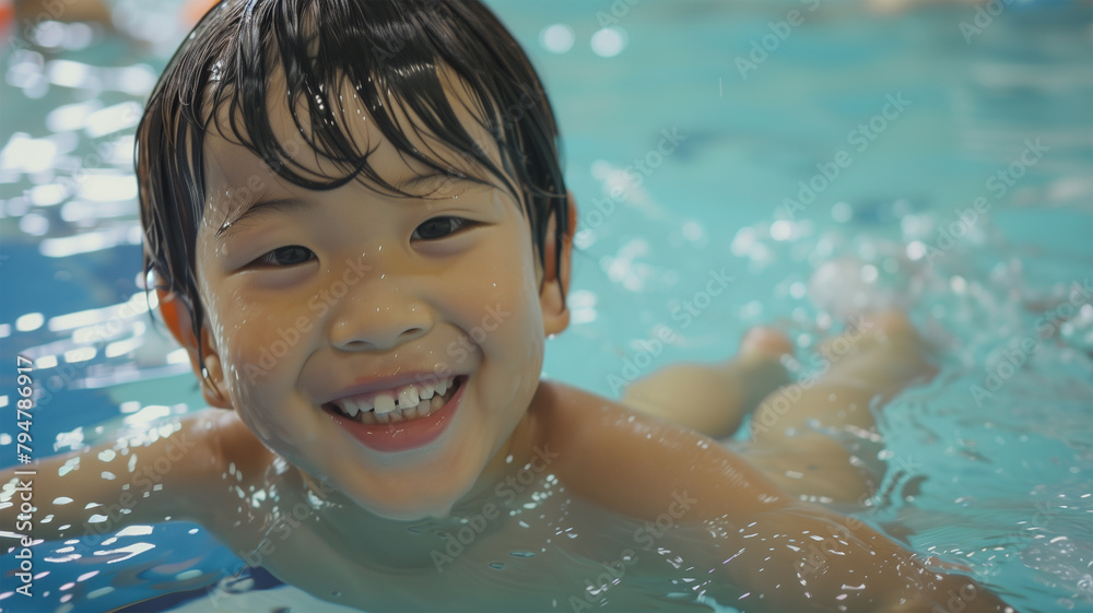プールで遊ぶ男の子 プールで遊ぶ男の子