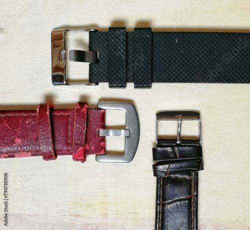 Leather made strap belt for sampling purpose. Fashionable artificial leather straps of watch to get idea for renovation and modification photo