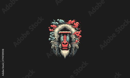 face baboon with smoke vector illustration design