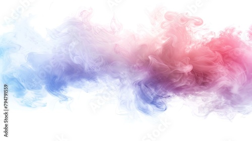 Colorful Smoke Steam Fog and Mist Effect for Text or Space Isolated on A White Background.