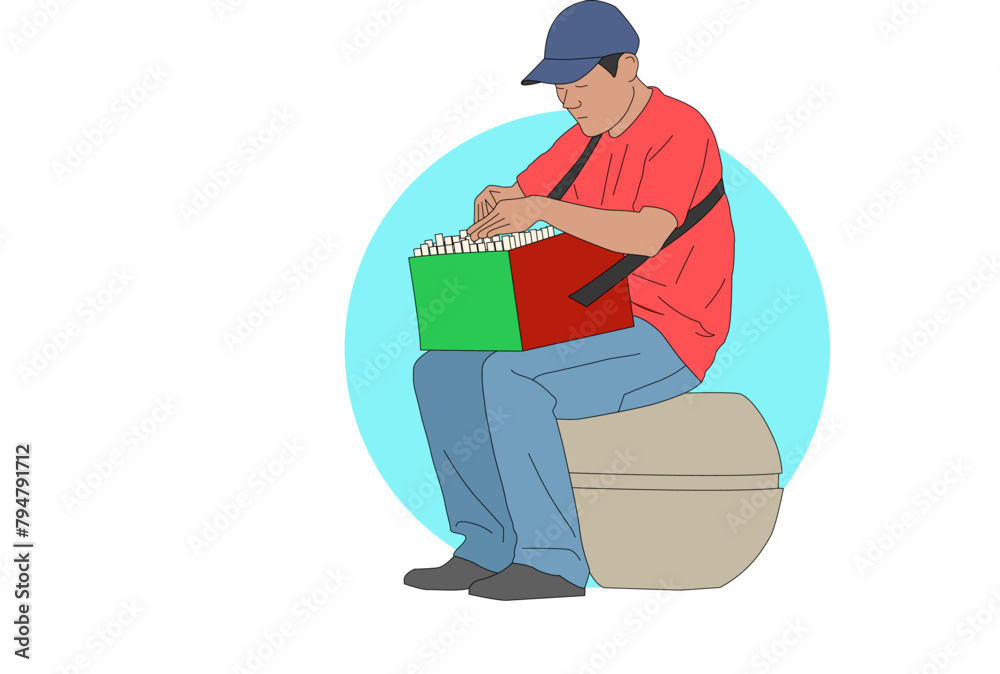 Street Seller Flat Vector Illustration Street Seller Flat Vector Illustration