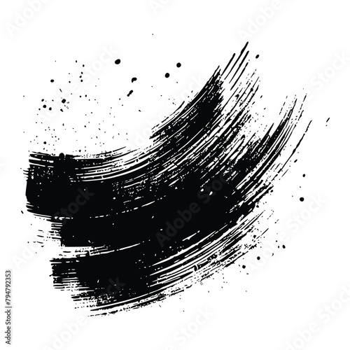 Grunge Black brush stroke isolated on background. Paint brush stroke vector for ink paint, grunge design element, watercolor design, dirty texture. Trendy brush stroke, vector illustration