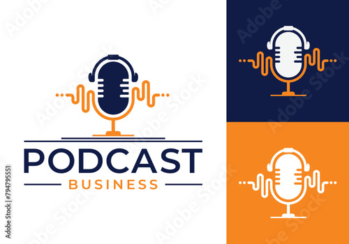 Podcast talk record sign logo icon vector design template