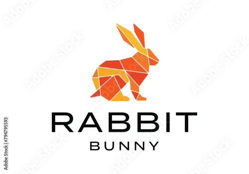 Rabbit bunny hare mosaic logo icon vector design illustration
