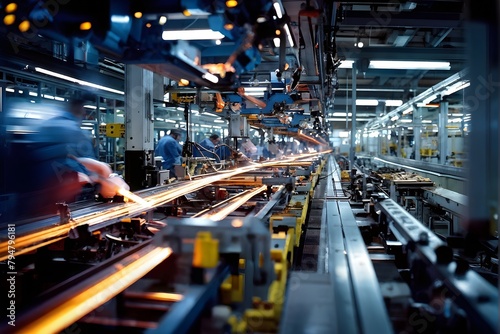 automotive assembly line in car manufacturing progression