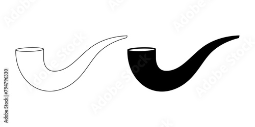 outline silhouette Bowl smoking pipe icon set isolated on white background