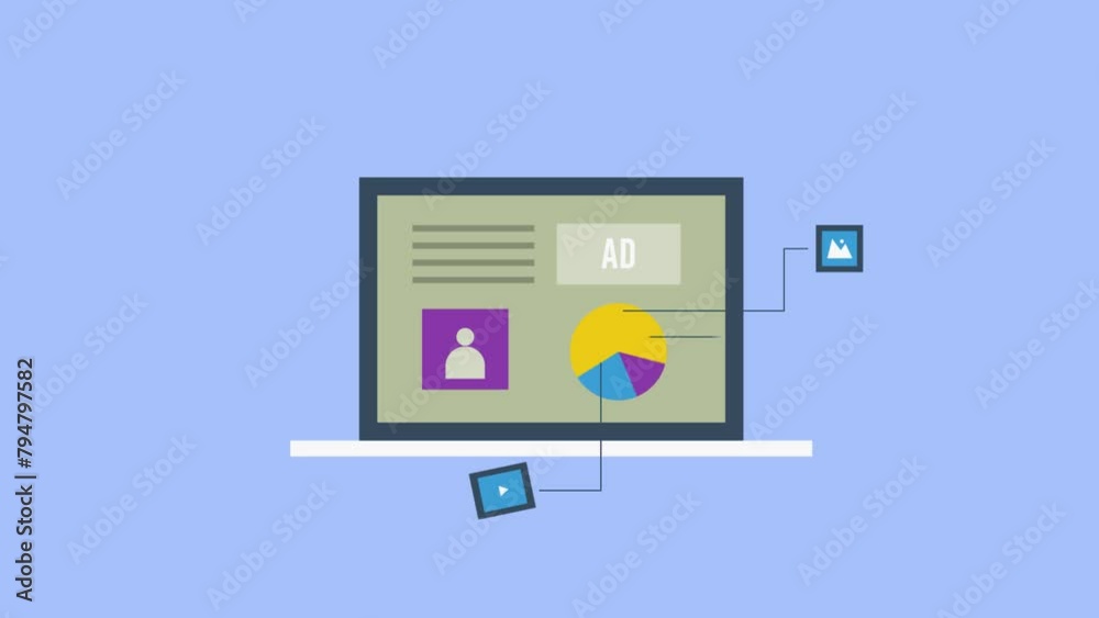 programmatic advertising and online media buying automation, data analytics demographic targeting concept video animation. programmatic advertising and online media buying automation, data analytics demographic targeting concept video animation.