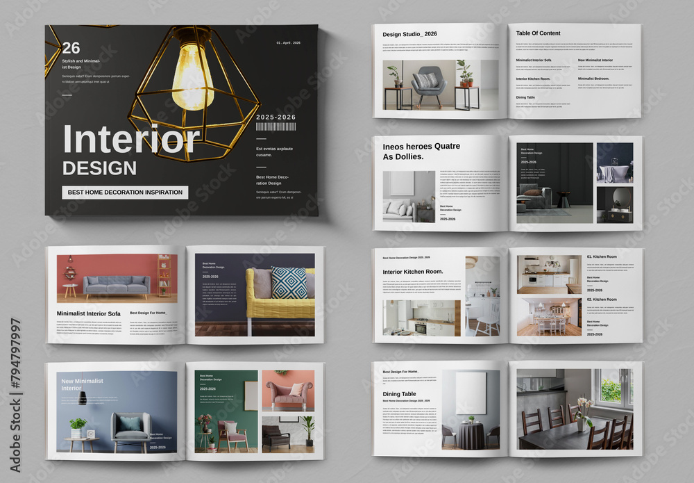 Interior Design Layout Brochure Template Landscape Stock Template ...