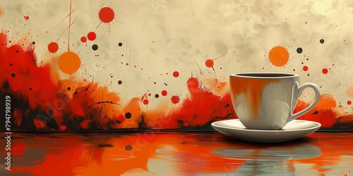 Retro Abstract Coffee Illustration with Copy Space