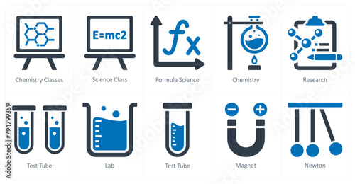 A set of 10 Science and Experiment icons as chemistry classes, presentation, formula science