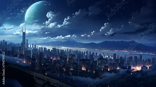  Urban backdrop featuring luminous cityscape