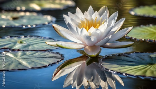 white water lily   Serenity Amongst Ripples  Water Lily Reflections 