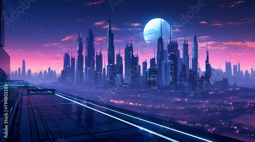 city skyline at night