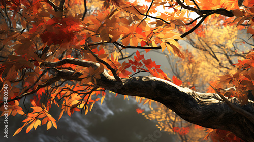 autumn leaves on the tree
