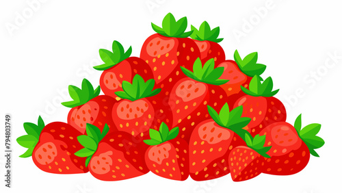 A of ripe red strawberries bursting with flavor freshly picked from an organic garden.