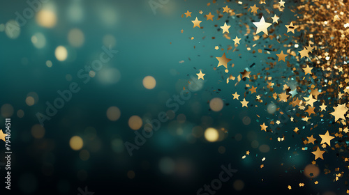 Web banner with New Years gold and green star 