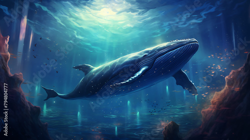 whale gracefully drifts amidst the stars 