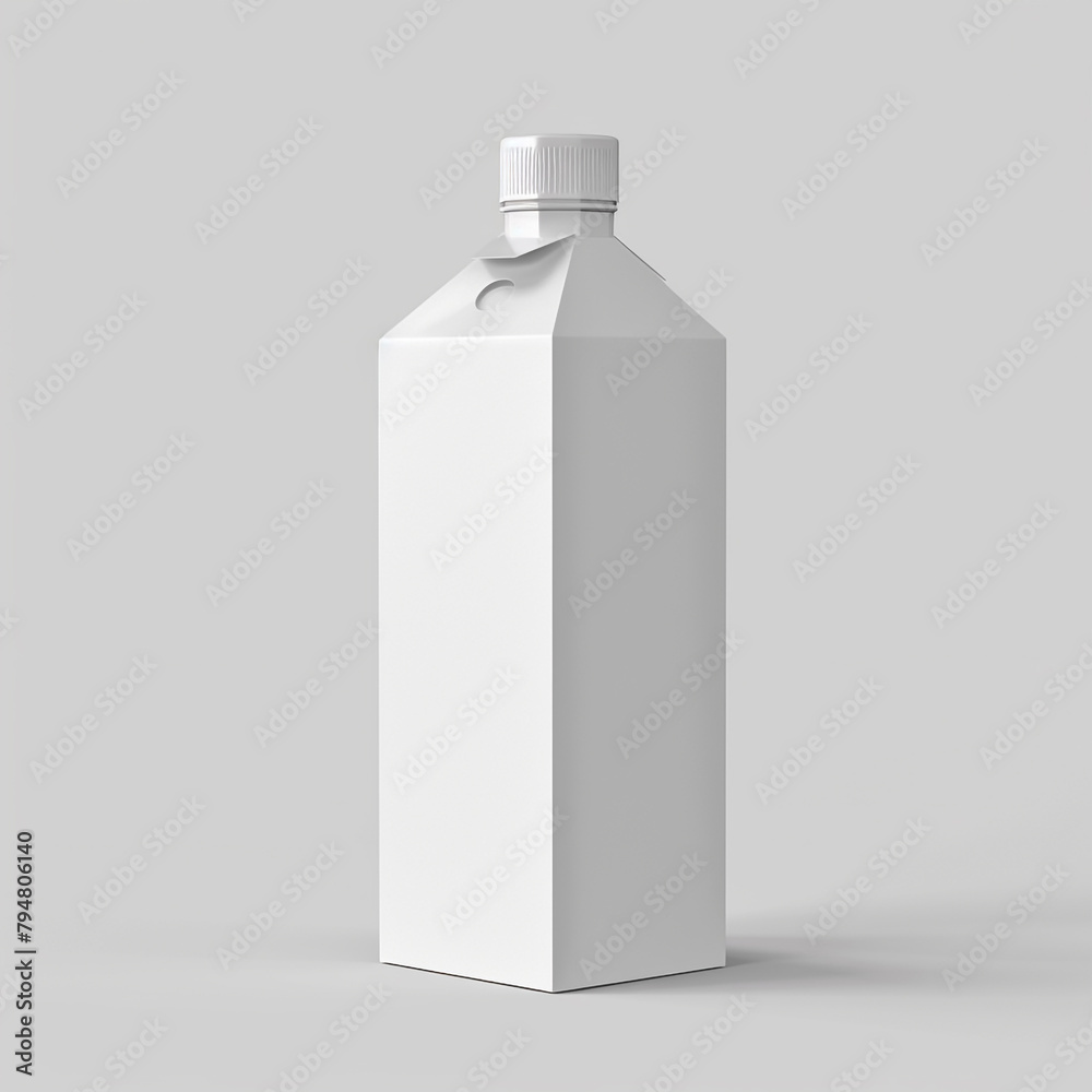 Milk box pack. Blank white carton juice mockup. 3d cardboard drink