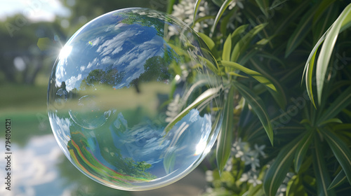 Reflections of an alternate reality glimpsed within the delicate surface of a soap bubble, suggesting the porous boundaries between our world and the 5th dimension, super realistic
