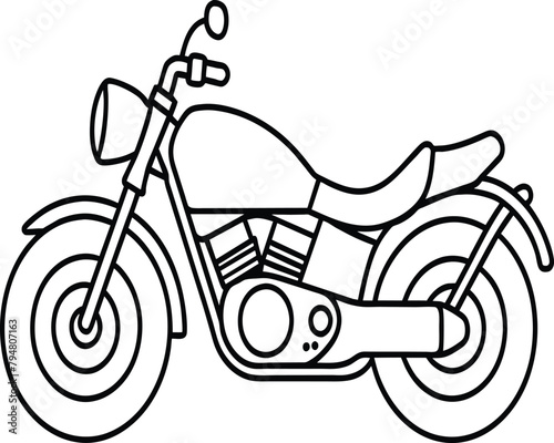 Hand drawn motorcycle isolated on white background coloring page