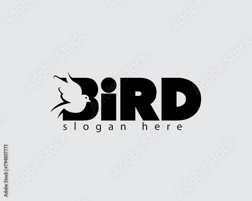 creative bird font logo design template