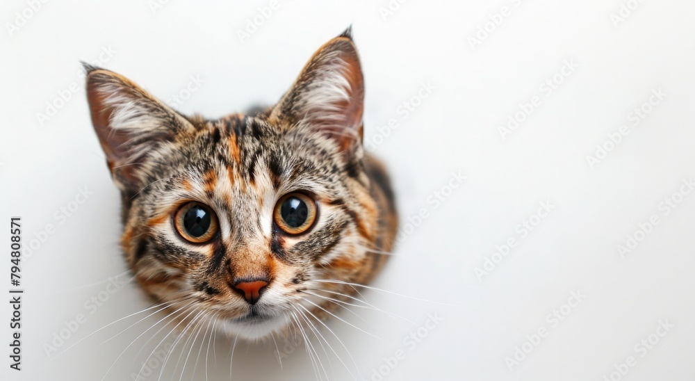 Adorable Feline Charm: Playful Cat in High-Key Studio Portrait
