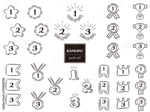 シンプルでおしゃれなランキングパーツのセット（白黒）