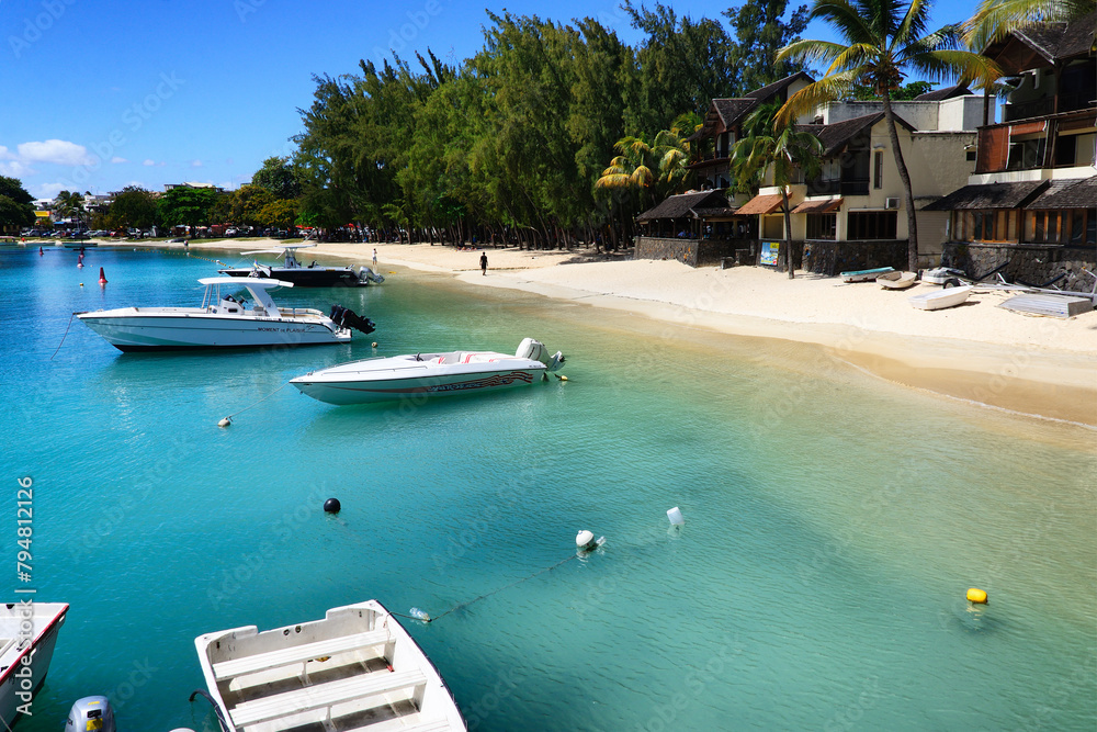 Grand Bay, Grand-Baie, Rivière du Rempart District, Mascarene Islands, Mauritius, Africa - coastal village, famous holiday resort, public beach