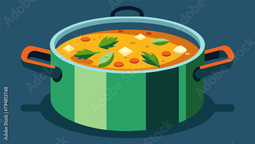 A pot of homemade vegetable broth simmering on the stovetop utilizing leftover scraps to reduce food waste.