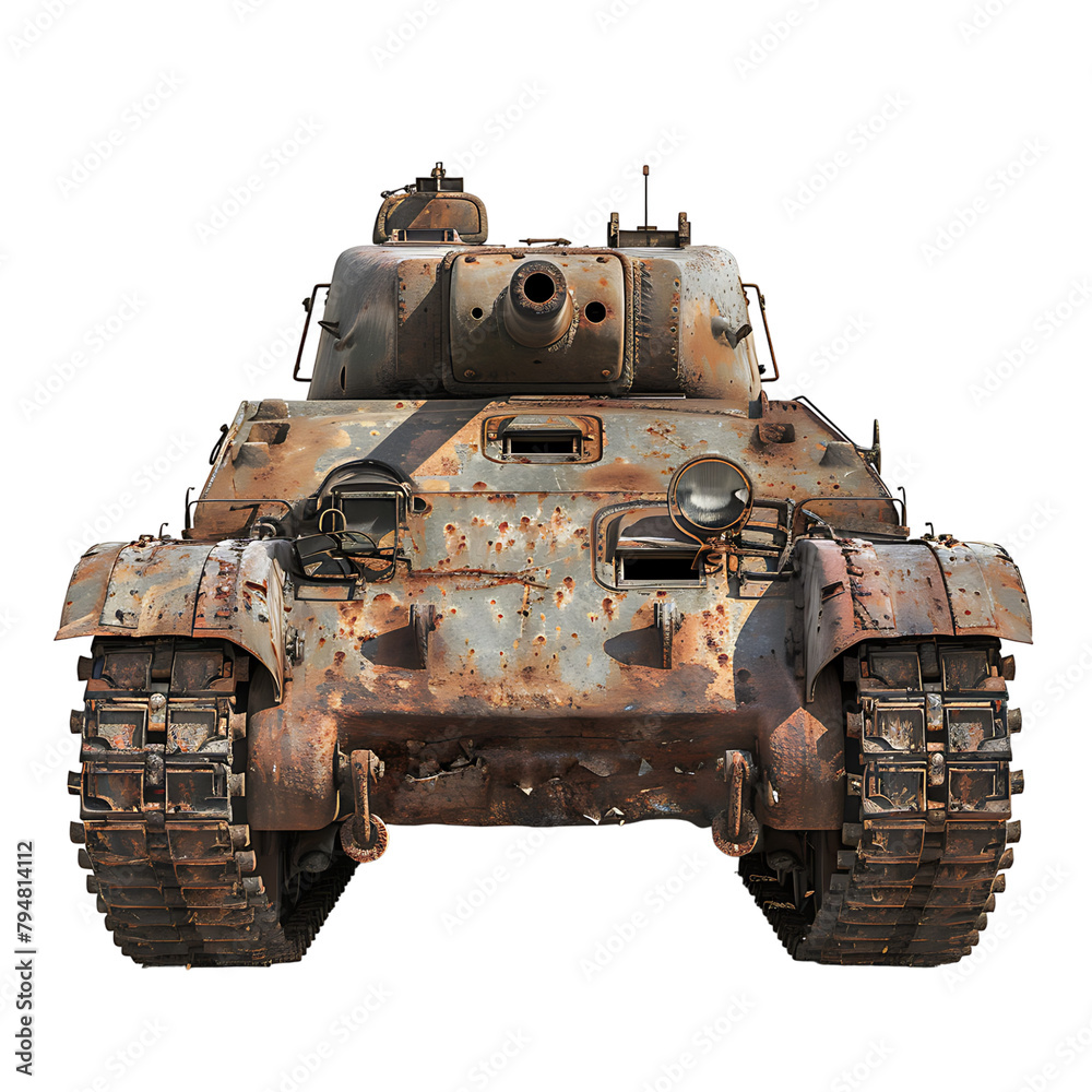 Military tank on isolated transparent background Military tank on isolated transparent background
