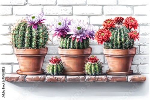 Variety of Cacti in Rustic Setting