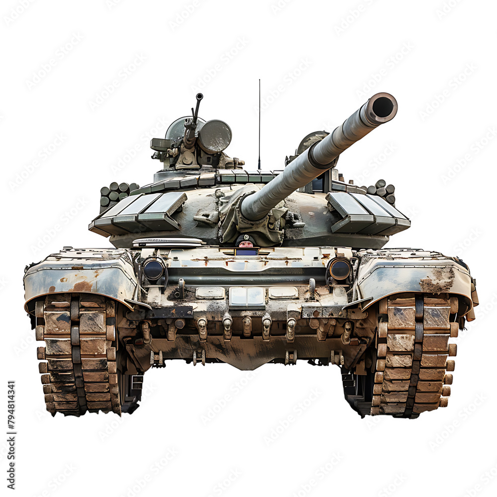 Military tank on isolated transparent background Military tank on isolated transparent background
