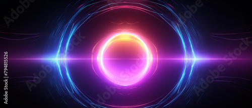 3d illustration visualized abstract quantum computing, artificial sun, futuristic style. abstract digital hologram wireframe background in neon color mood and tone.