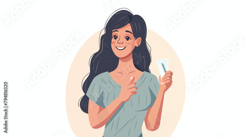 Responsible young woman holding a latex condom Hand