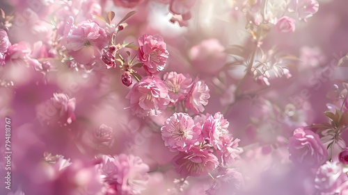 Pink sakura flowers  dreamy romantic image spring