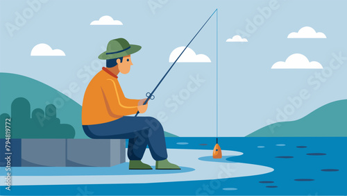 A fisherman patiently waits for the perfect moment to handthrow his weighted line out into the open water using his expert knowledge of fish