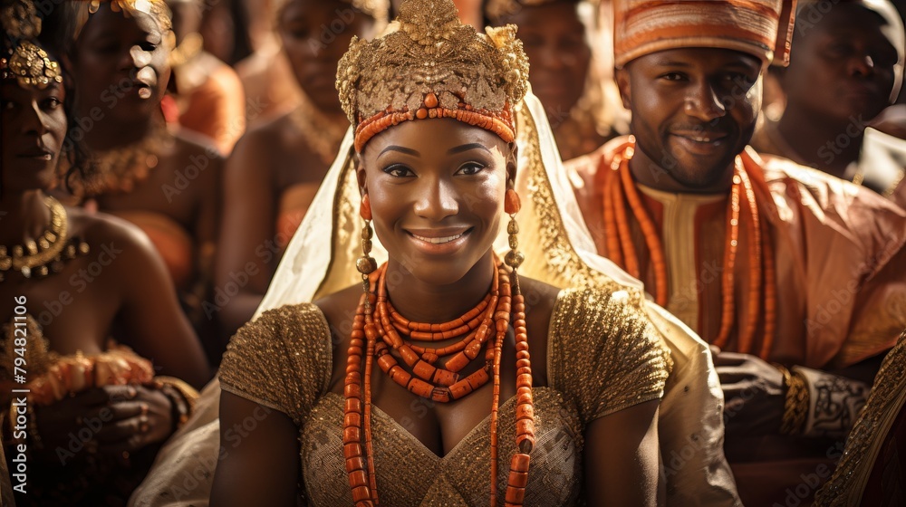 A man and woman dressed in vibrant African attire, showcasing the beauty of their culture through their clothing