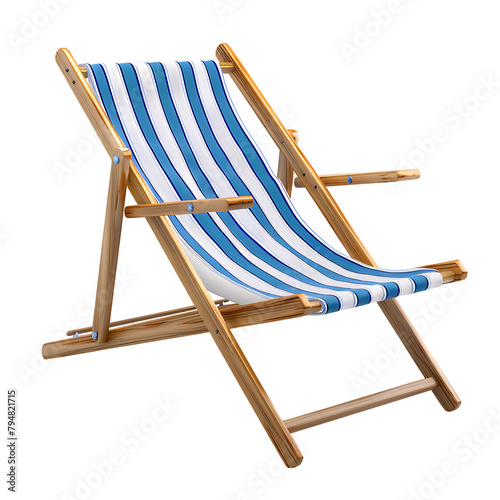 Beach chair on isolated transparent background