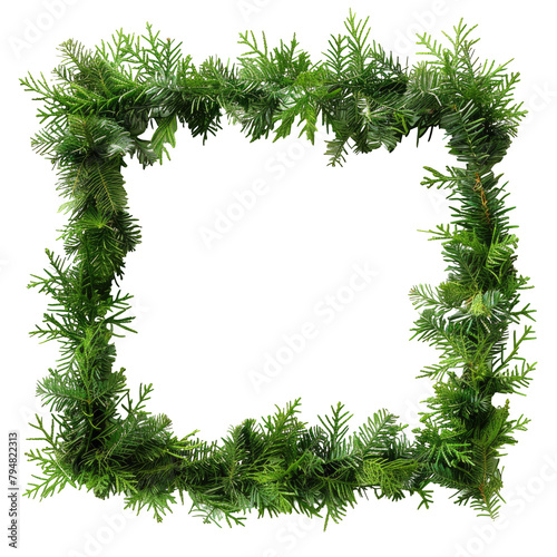 An isolated Christmas green frame set against a transparent background