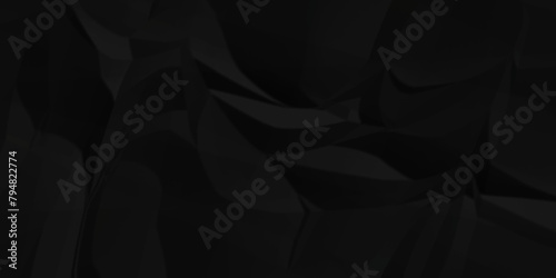 Dark black crumple paper wrinkled poster template ,blank glued creased paper texture background. black paper crumpled backdrop background. used for cardboard.	
 photo