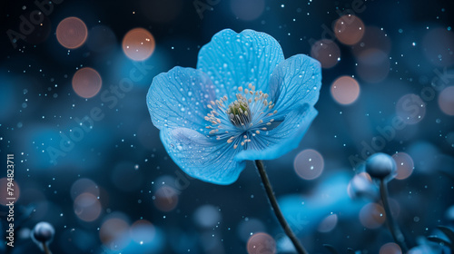 Single delicate flower overlaid with the vastness of a starry shining background © VisionCraft