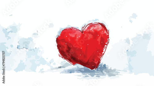 Shape of heart on the snow Hand drawn style vector