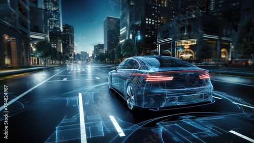 Lane-keeping assist technology demonstrated in a car, ensuring precise navigation within marked lanes.