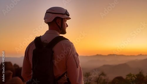 Soldier guarding the horizon at sunset