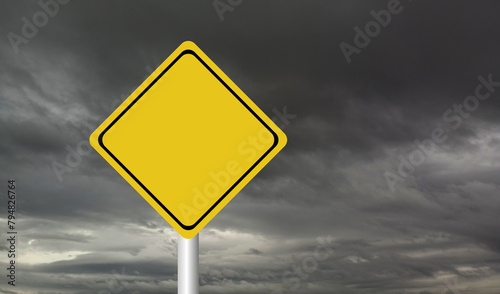 Hurricane Idalia warning sign against a powerful stormy background with copy space. Dirty and angled sign with cyclonic winds add to the drama.hurricane season sign on cloudy background