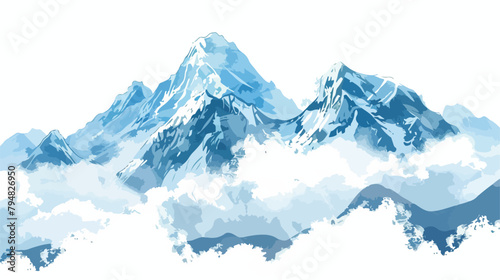 Snow-covered mountain peaks and sky with white clouds © Nobel